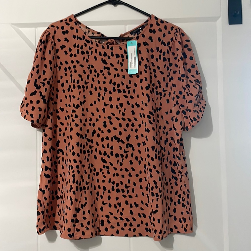 Papermoon Black and Brown Leopard Print Blouse